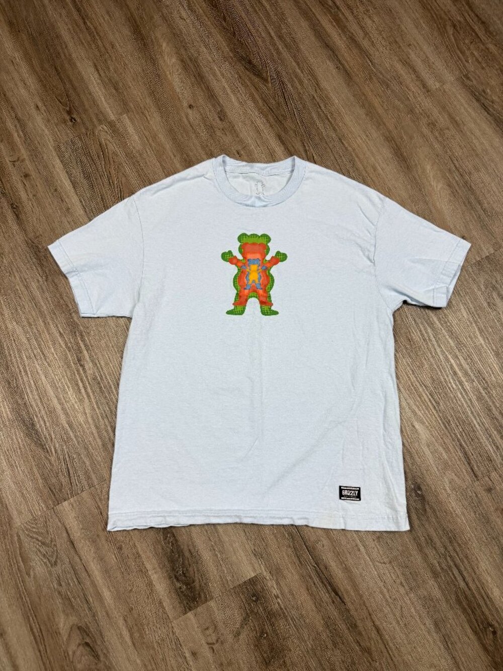 Grizzly Griptape Mens Graphic Tee Blue Gummy Bear Short Sleeve Shirt size Large